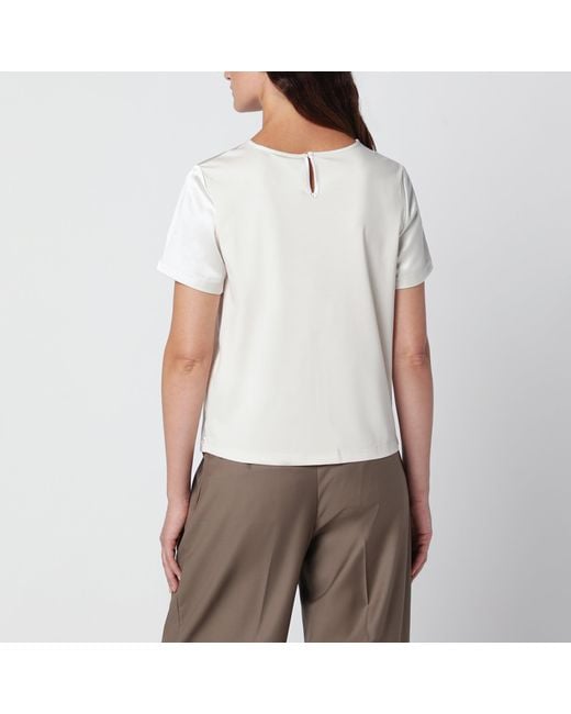 Weekend by Maxmara White Cream Satin Crew Neck T-Shirt