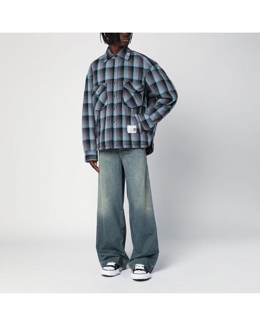 Maison Mihara Yasuhiro Blue Padded Shirt With Check Pattern for men