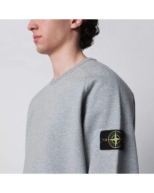 Stone Island Gray Oversized Crewneck Sweatshirt With Raglan Sleeves for men