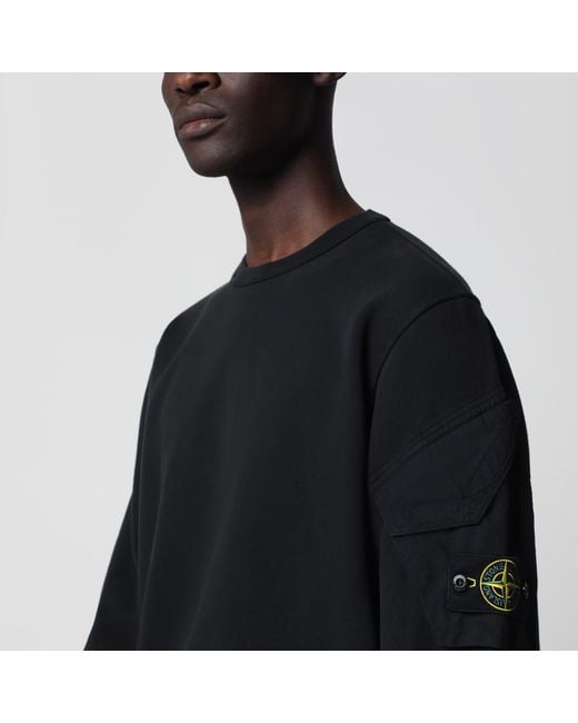 Stone Island Black Cotton Crewneck Sweatshirt for men