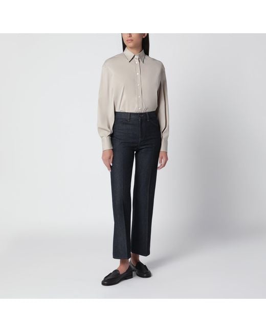 Brunello Cucinelli White Monili Trim Stony Ground Cotton Poplin Shirt