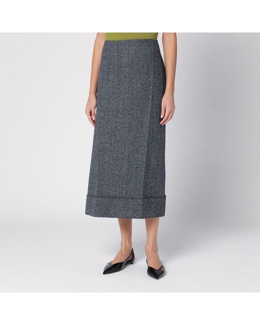 Gonna midi in moulinè di Prada in Blue