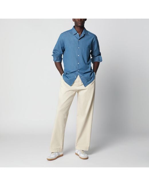Loro Piana Blue André Cotton Denim Shirt for men