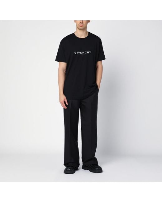 Givenchy Black Reverse Cotton Oversize T-shirt With Logo for men