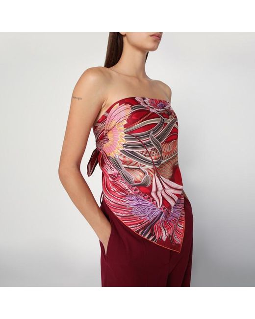Ferragamo Red Bordeaux Scarf With Giada Print