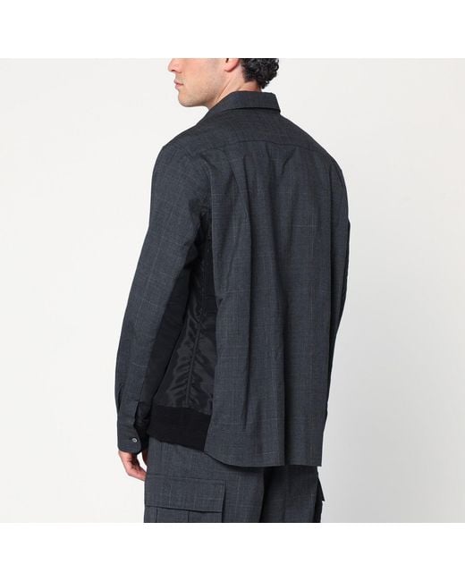 Sacai Blue Plaid Wool Shirt Jacket for men
