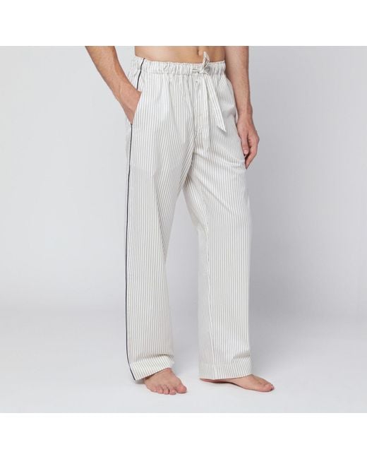 Tekla White And Striped Pyjama Trousers for men