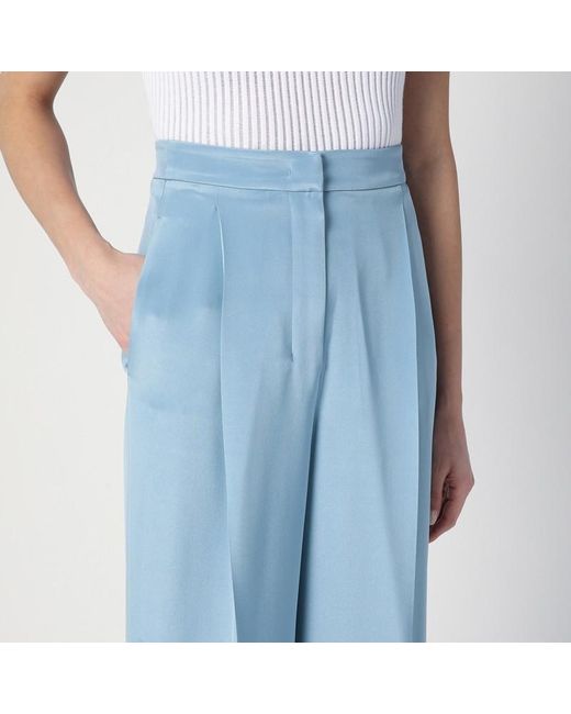 Max Mara Blue Weite Hellblaue Hose Aus Seide