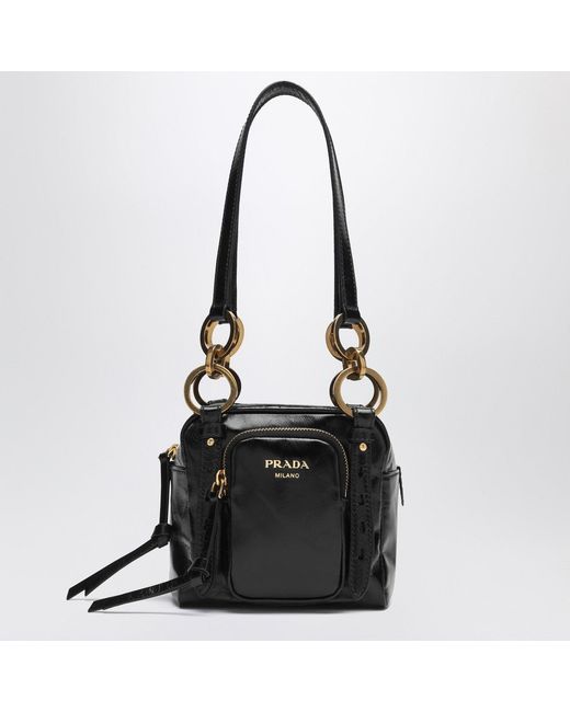 Prada Black Mini Dangle Handtasche Schwarz