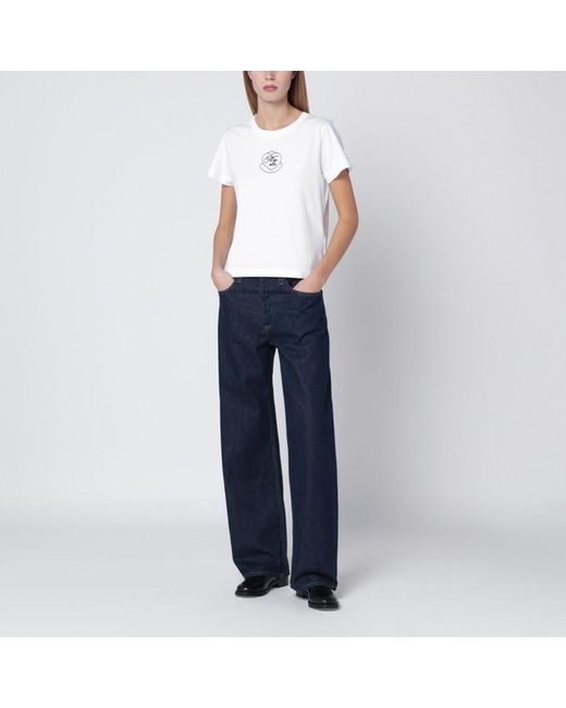 Moncler White Cotton T-shirt With Embroidered Heart