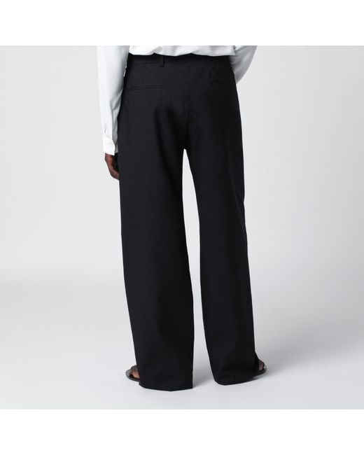 Gucci Black Wool Trousers With Gg Pattern for men