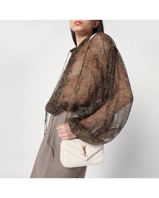 Saint Laurent Natural Loulou Mini Cream Soft Leather Bag