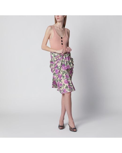 Chloé Multicolor Midi Silk Skirt With Multicolour Floral Print