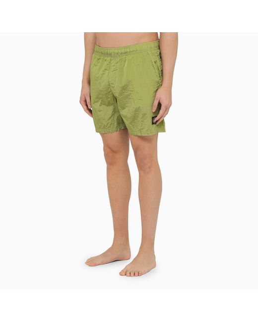 Stone Island Green Lemon Swim Shorts With Logo for men