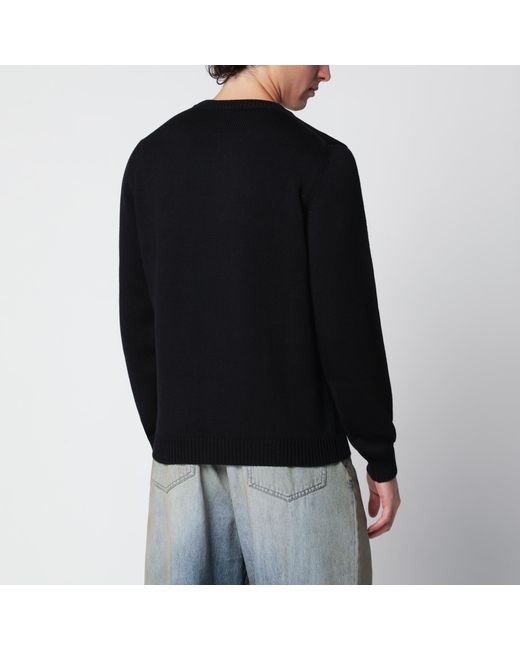Roberto Collina Black Wool Crew-Neck Sweater for men