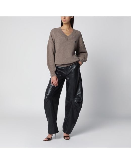 ROTATE BIRGER CHRISTENSEN Gray Wool And Cashmere V-Neck Sweater