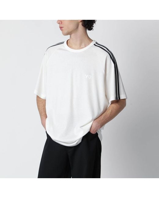 Y-3 White Oversized Core Tshirt With Logo for men