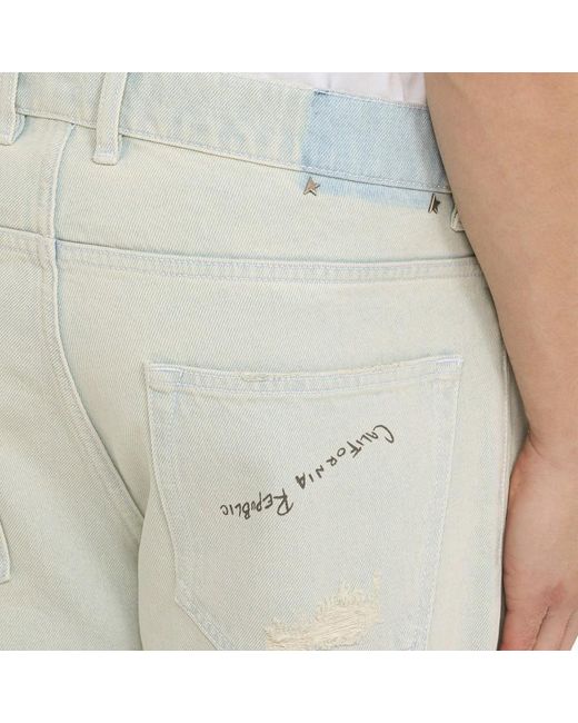 Jeans regolare chiaro in denim con usure di Golden Goose Deluxe Brand in Natural da Uomo