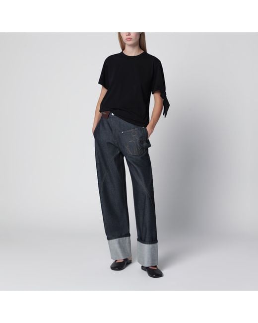 J.W. Anderson Black Knotted-Sleeve Jersey T-Shirt