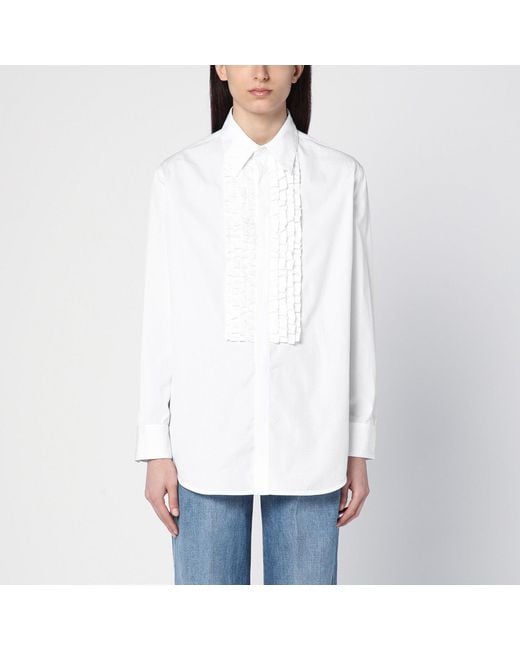 Bottega Veneta White Poplin Ruffle Shirt