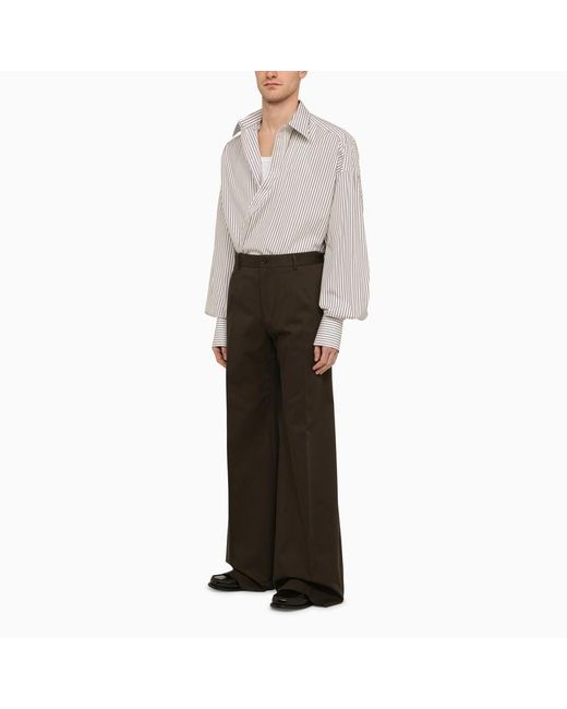 Pantalone a zampa in cotone di Dolce & Gabbana in Brown da Uomo