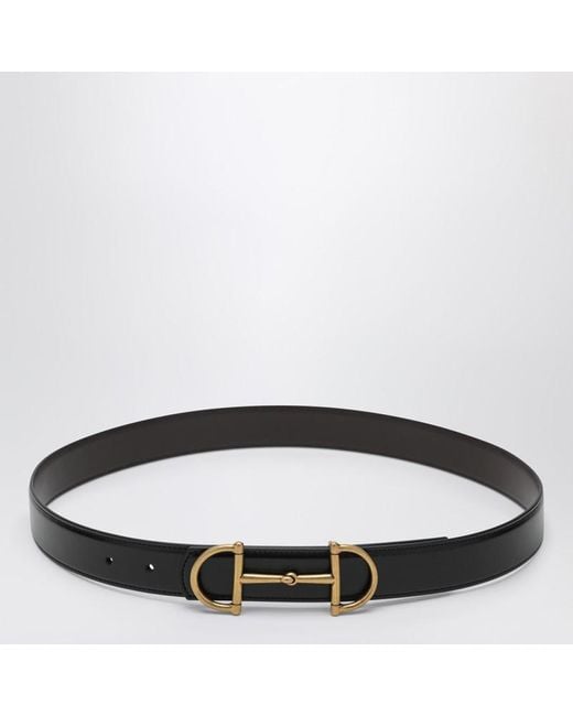 Gucci Black Reversible Leather Belt With Horsebit for men