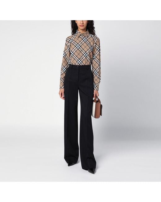 Burberry Black Check Pattern Wool Blend Shirt