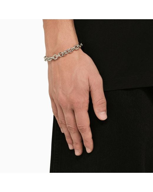 Emanuele Bicocchi Metallic Silver 925 Skull Chain Bracelet for men