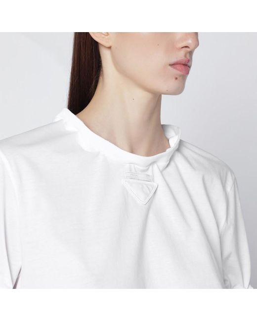 Prada White Cotton Jersey T-Shirt