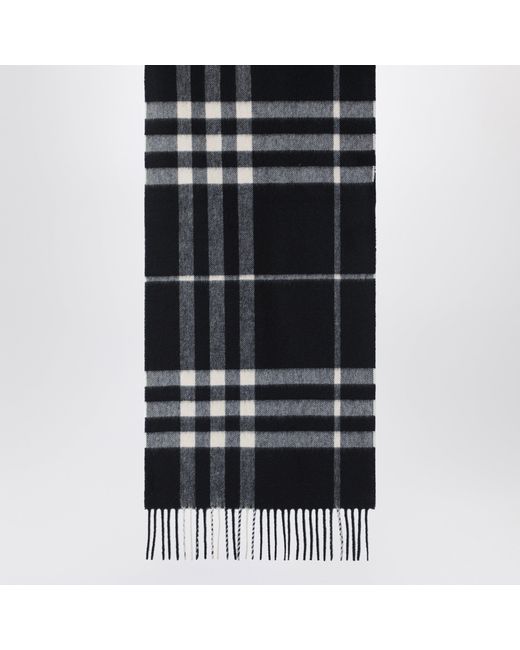 Burberry Black Check Cashmere Scarf for men