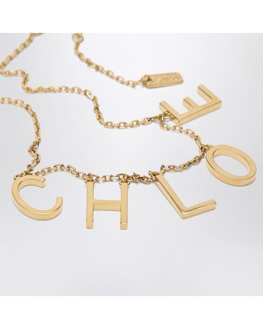 Collana letters in ottone vintage gold di Chloé in White