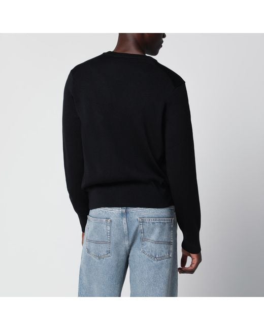 AMI Black Ami De Coeur Wool Cardigan for men