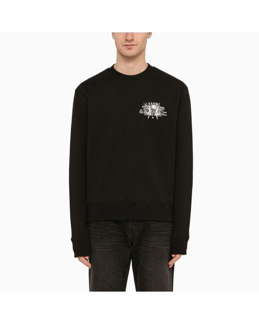 Amiri Black Crewneck Sweatshirt With Logo Print for men
