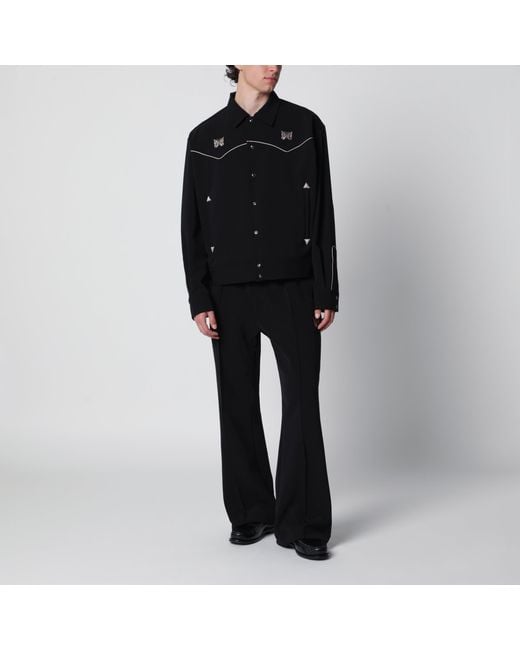 Needles Black Polyester Piping Cowboy Pants for men