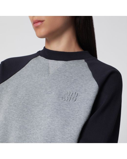 Miu Miu Blue Color-Block Crewneck Sweatshirt
