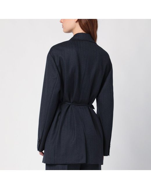Bottega Veneta /blue Mélange Striped Wool Jacket