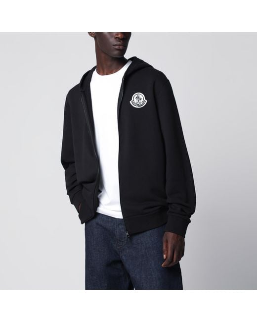Moncler Blue Cotton Hoodie With Logo for men