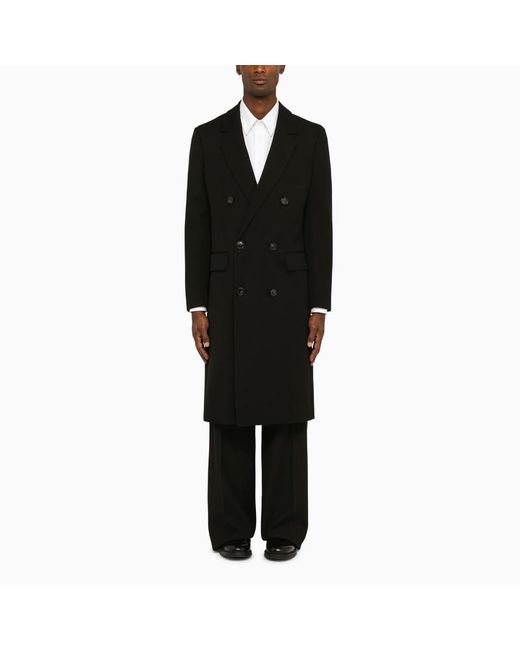 Cappotto doppiopetto in lana vergine di PT Torino in Black da Uomo
