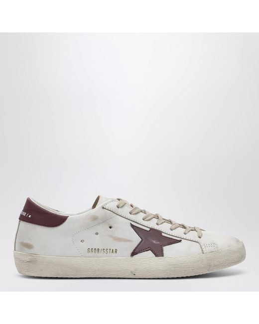 Golden Goose Deluxe Brand White Super-Star Sneaker/Burgundy Vintage Effect for men