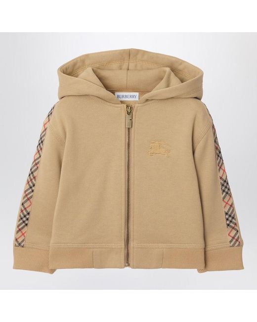 Burberry Natural Beigefarbenes Baumwoll-Frottee-Sweatshirt Mit Reißverschluss