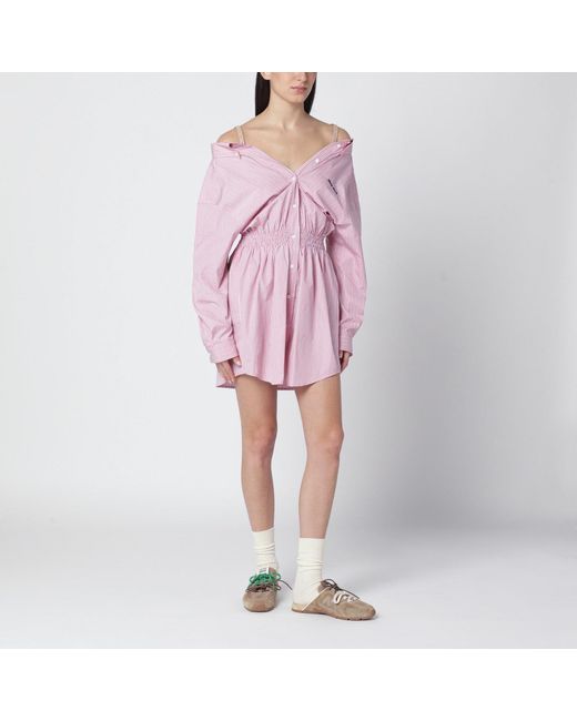 Miu Miu Pink Shirtdress With Elastic Straps