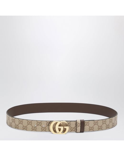 Gucci Natural Sand/Dark Reversible Cut Gg Marmont Belt for men