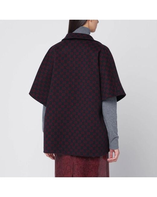 Gucci Blue Reversible Coat With Gg Pattern