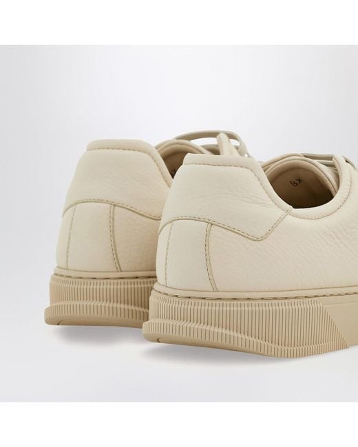 Ferragamo Natural Mascarpone-Colored Leather Sneakers for men