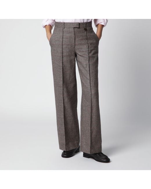 Burberry Gray Prince Of Wales Wool-Blend Trousers
