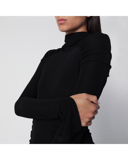 Victoria Beckham Black Midi High-Neck Dress
