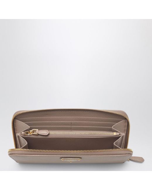 Prada Brown Powder And Zip Around Wallet