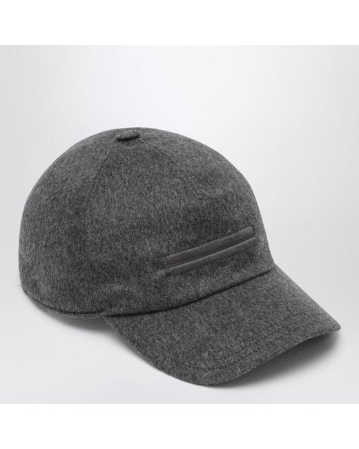 Zegna Dark Gray Cashmere Baseball Cap for men