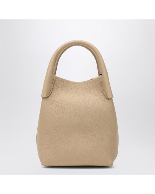 Loro Piana Natural Micro Bale Bag In Light Mastic Grained Leather