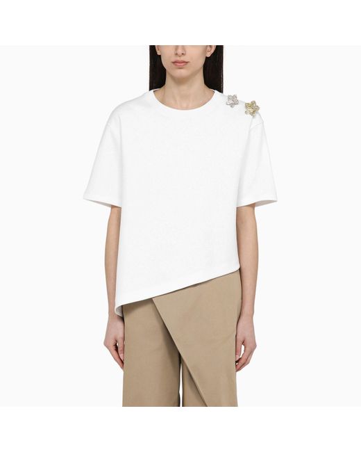Loewe White Asymmetrical T-shirt With Pins